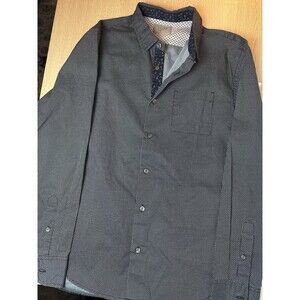 Ted Baker Style Dress Shirt by Jachs Men Size M Flip Cuff Long Sleeve Navy White